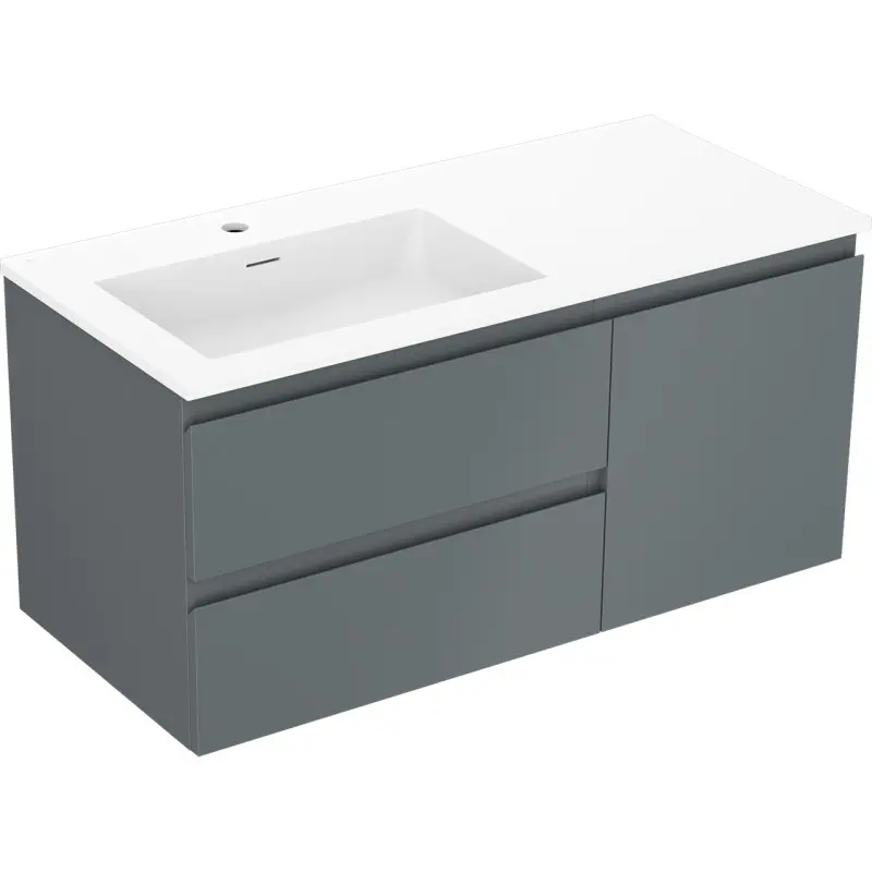 MEXEN/S Orio koupelnová skříňka 100 cm s umyvadlem Otis levá, 2S, 1D, grafit mat/bílá mat 91A13-10047-3-BBFFF66-W18L01