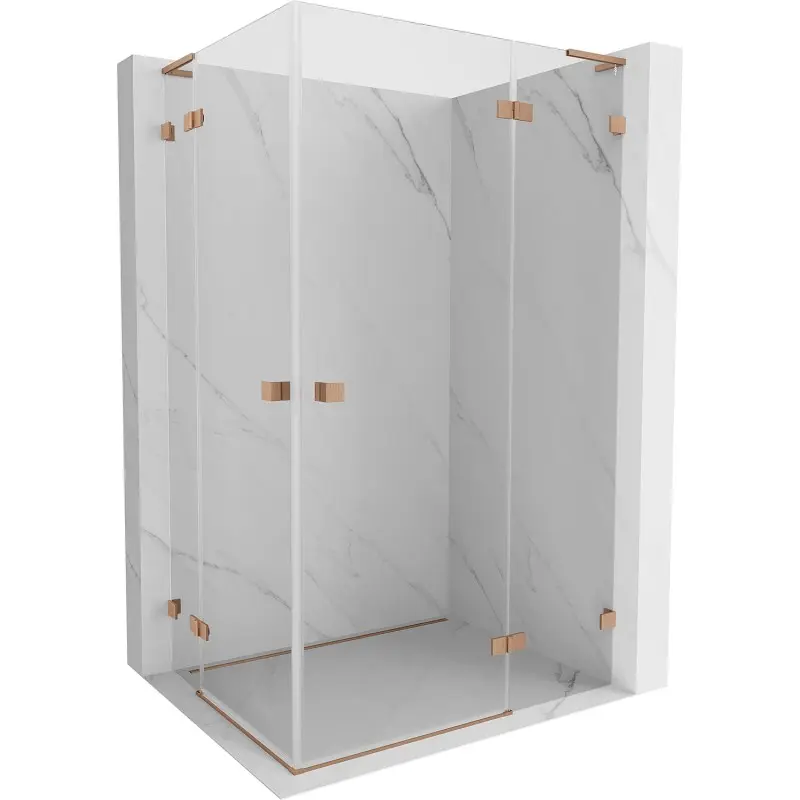 MEXEN/S Lunar L Duo sprchový kout dveře křídlové pravá 80 x 70, transparent, měď kartáčovaná 834L-080P-070L-65-00