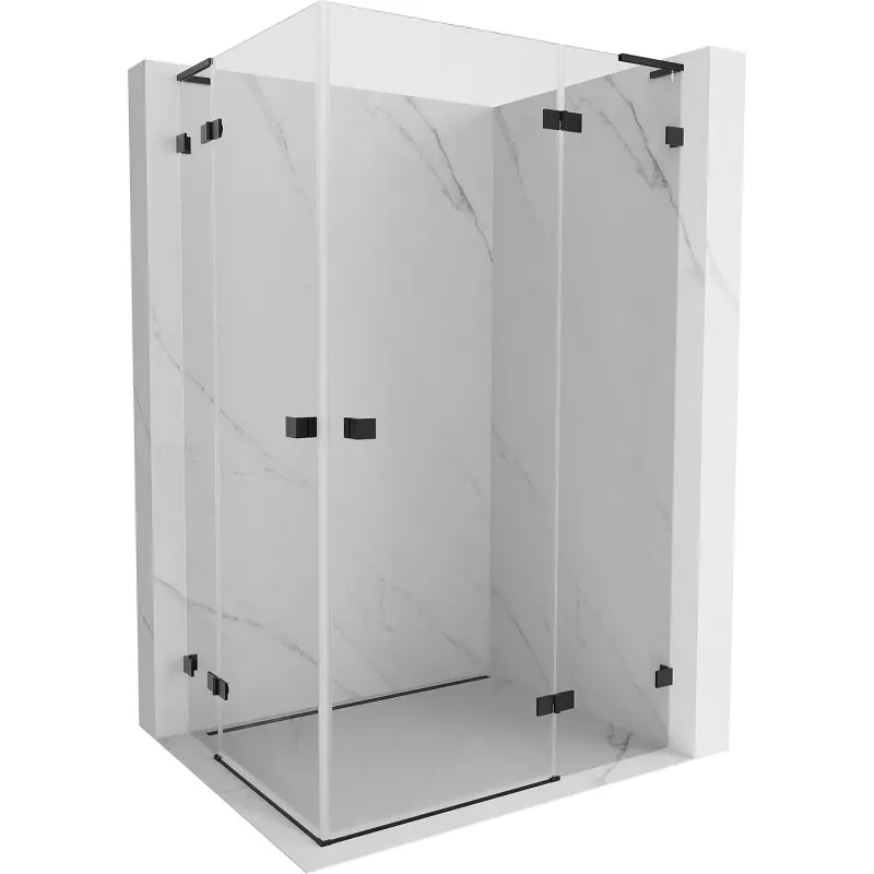 MEXEN/S Lunar L Duo sprchový kout dveře křídlové pravá 90 x 85, transparent, černá 834L-090P-085L-70-00