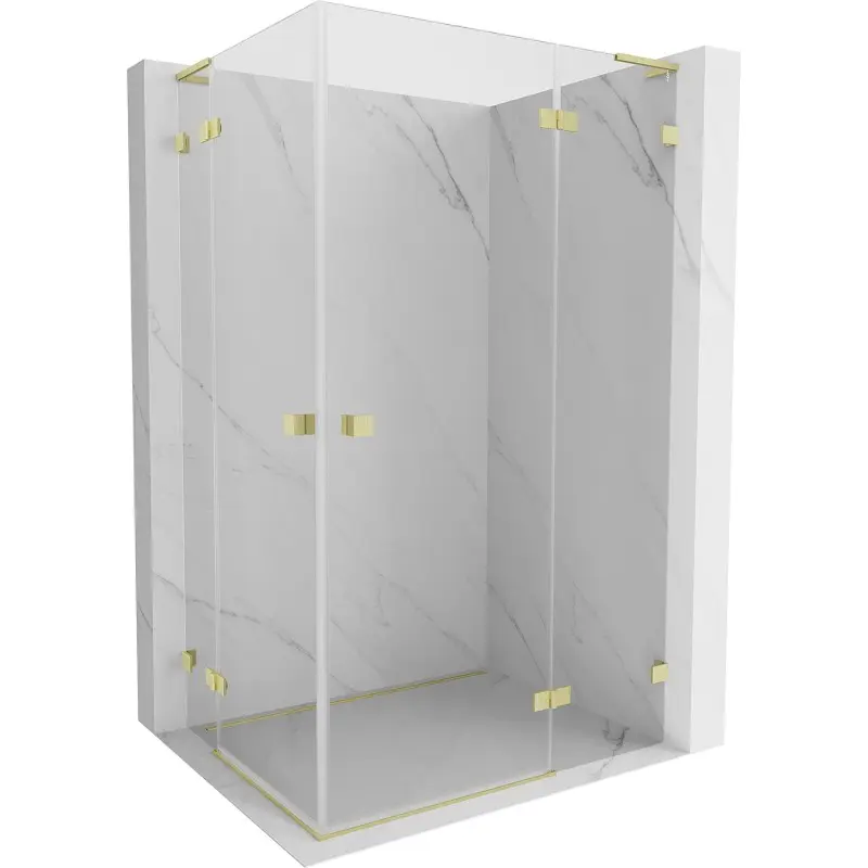 MEXEN/S Lunar L Duo sprchový kout dveře křídlové pravá 115 x 105, transparent, zlato kartáčovaná 834L-115P-105L-55-00