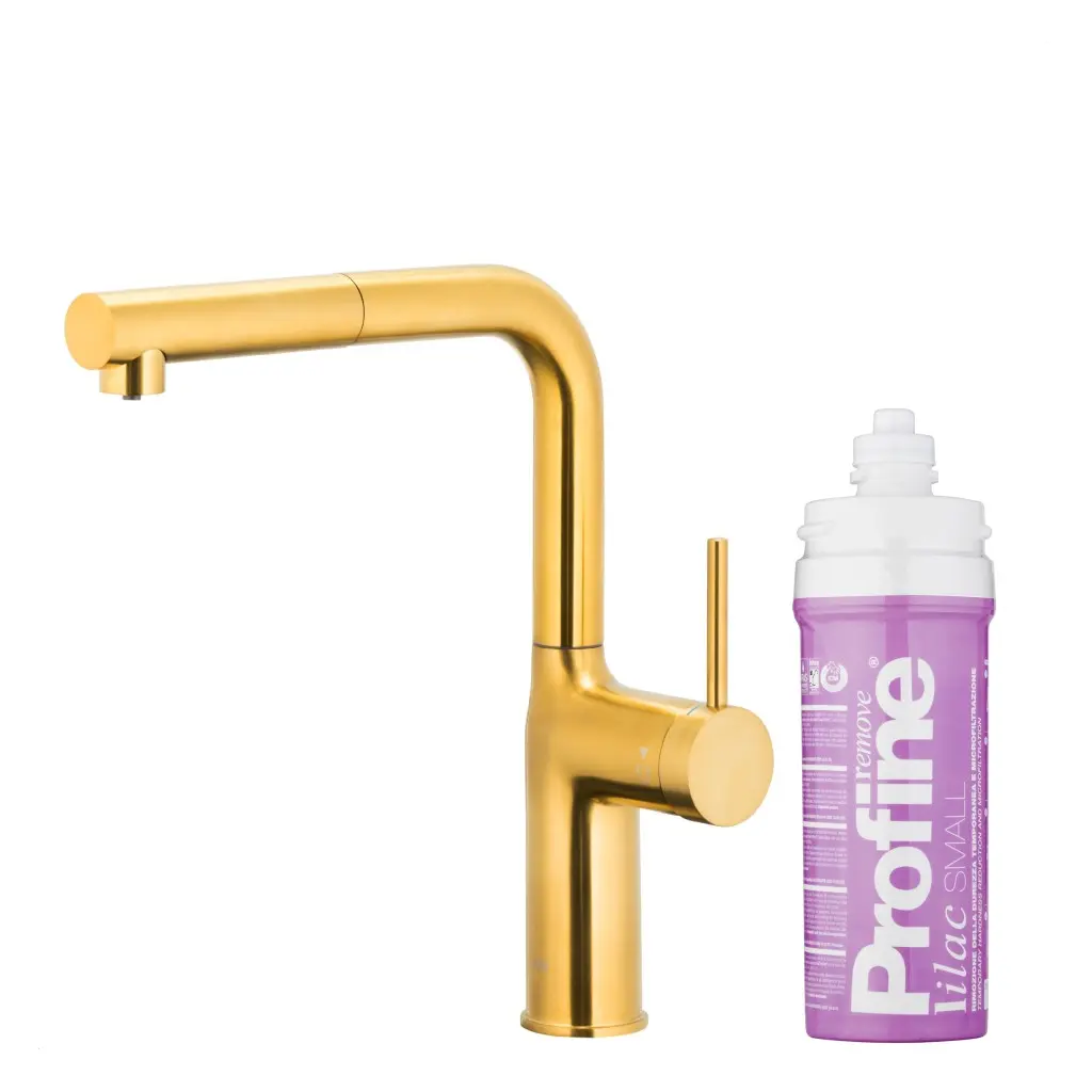 KFA Duero pure move pull-out bat. kuchyňská filtrující, broušené zlato + filtr profine lilac s 6623-425-31