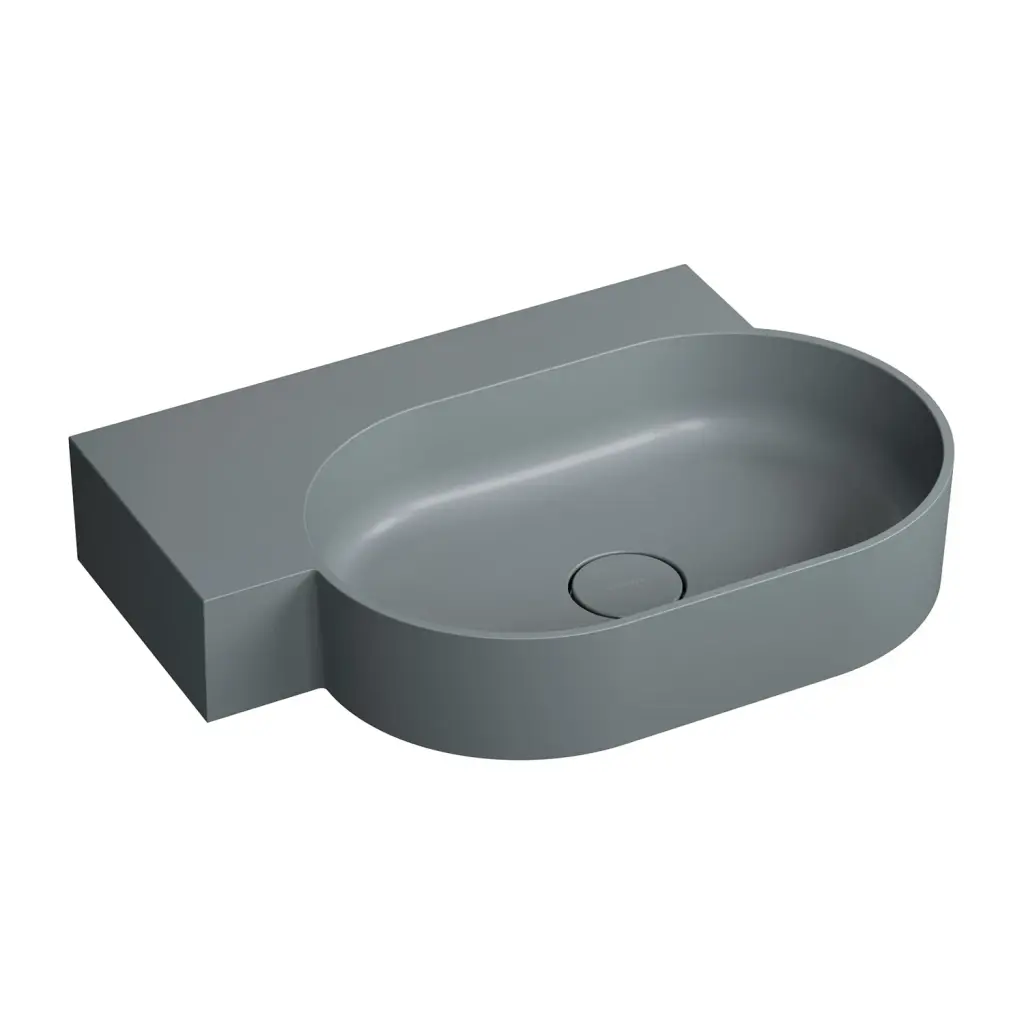 OMNIRES OVO M+ umyvadlo na desku/závěsné levé, 64 x 44 cm, ash grey mat; OVO645UWLAG