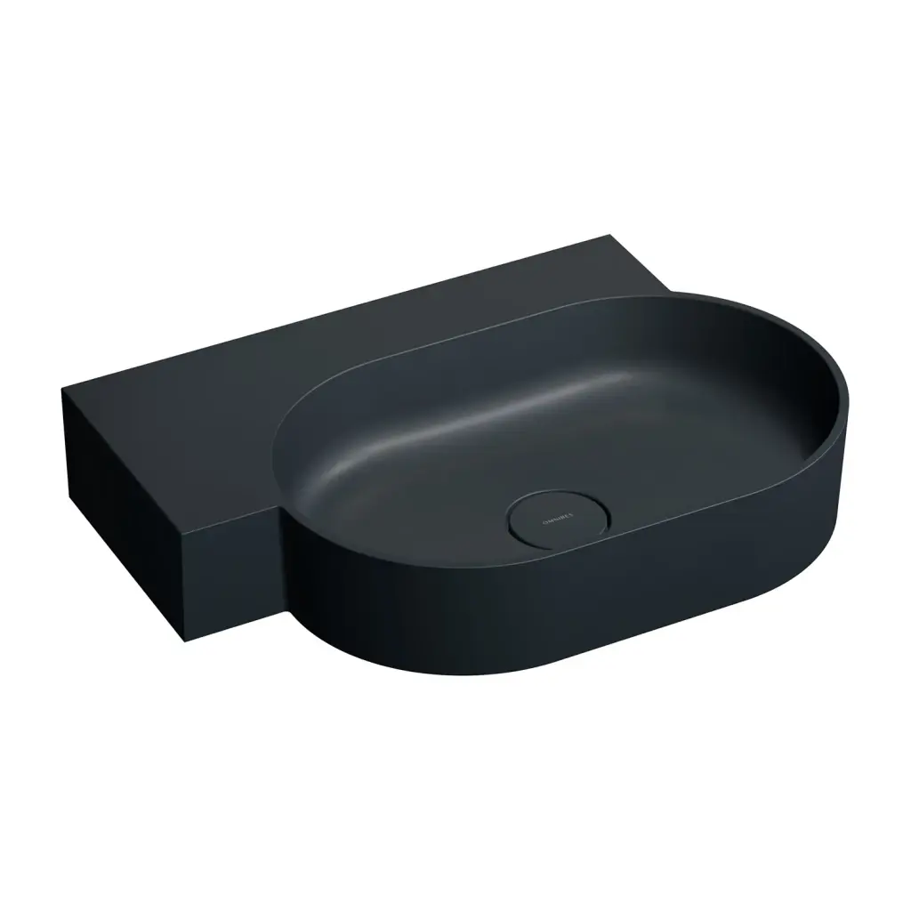 OMNIRES OVO M+ umyvadlo na desku/závěsné levé, 64 x 44 cm, black lava mat; OVO645UWLBLV