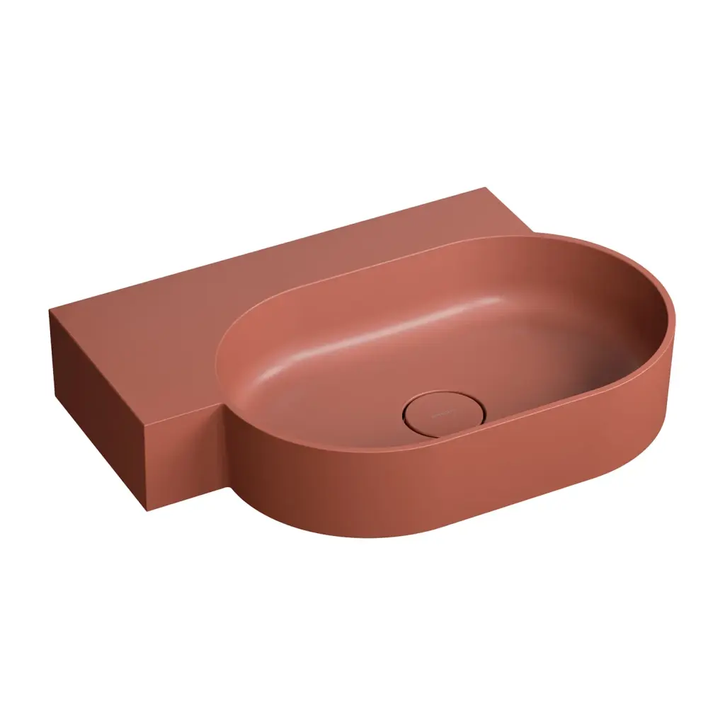 OMNIRES OVO M+ umyvadlo na desku/závěsné levé, 64 x 44 cm, terracotta mat; OVO645UWLTE