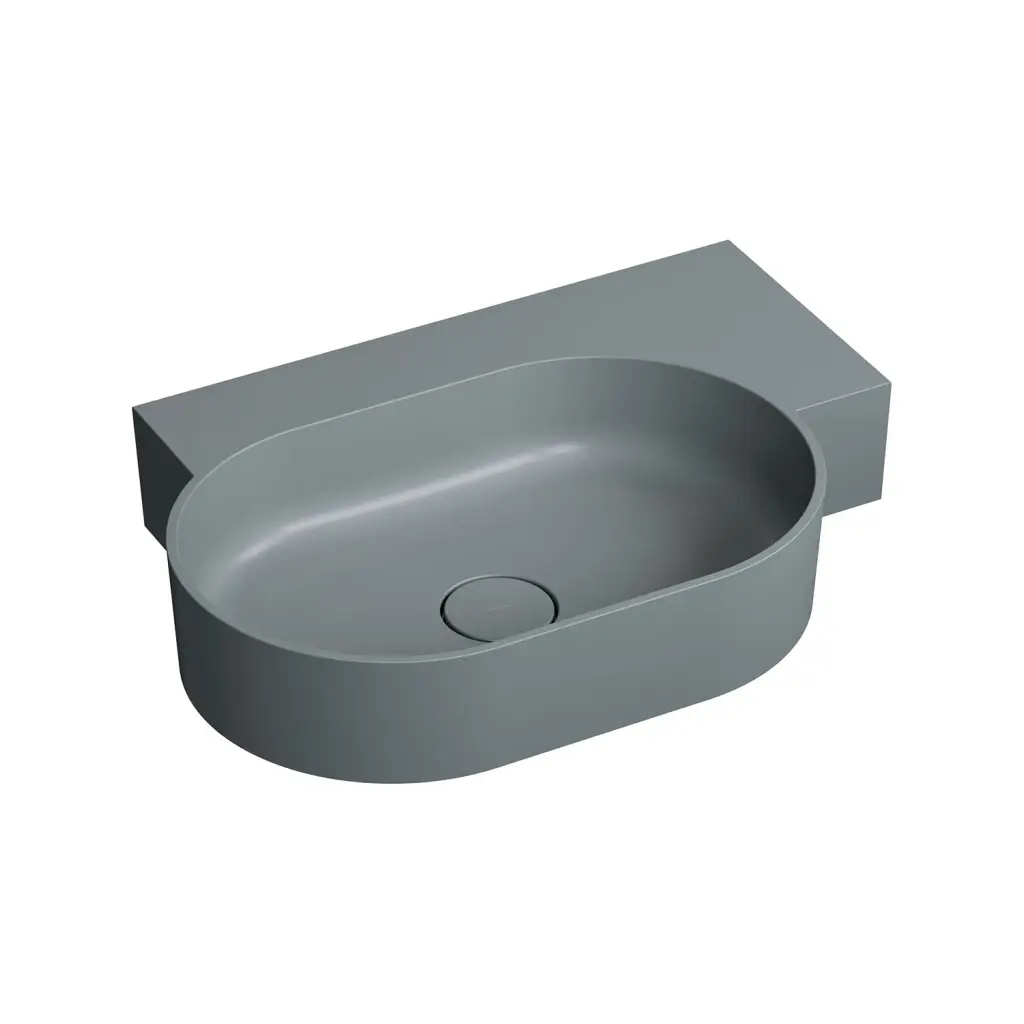 OMNIRES OVO M+ umyvadlo na desku/závěsné pravé, 64 x 44 cm, ash grey mat; OVO645UWPAG