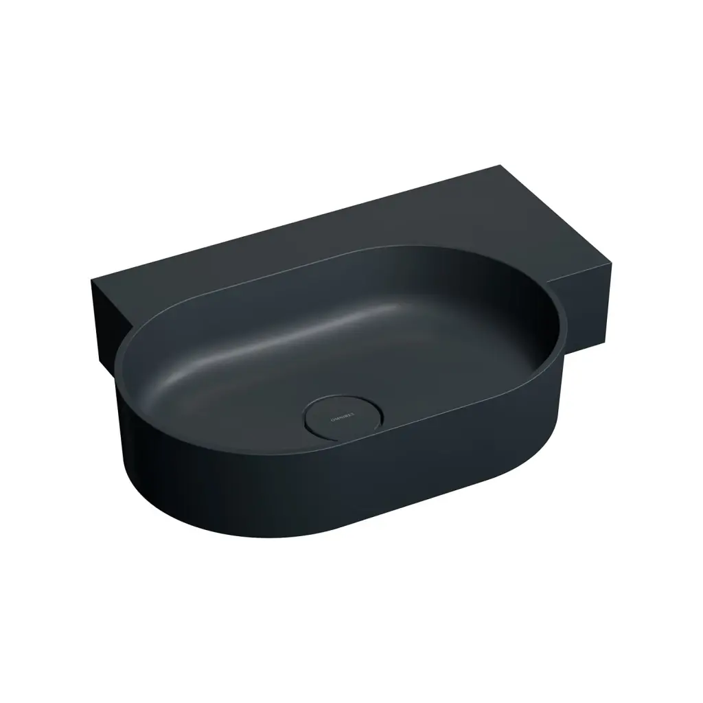 OMNIRES OVO M+ umyvadlo na desku/závěsné pravé, 64 x 44 cm, black lava mat; OVO645UWPBLV