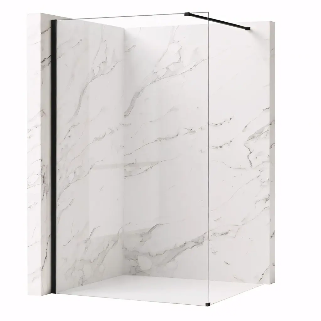 Bezrámová sprchová zástěna REA FLEXI BLACK 140 cm, černá/transparent - bez vaničky