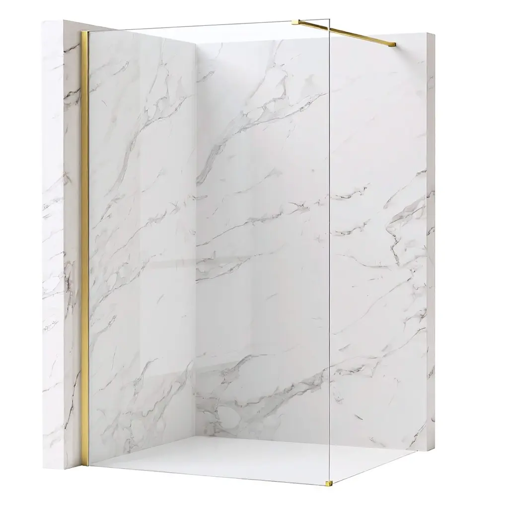 Bezrámová sprchová zástěna REA FLEXI GOLD BRUSH 70 cm, zlatá kartáčovaná/transparent - bez vaničky