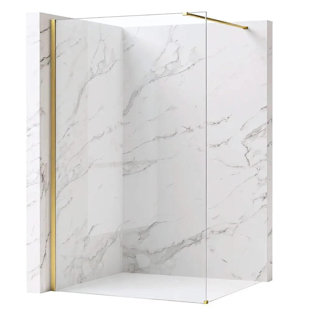 REA/S Sprchová zástěna Flexi Transparent / Brush Gold 140 KPL-K99277