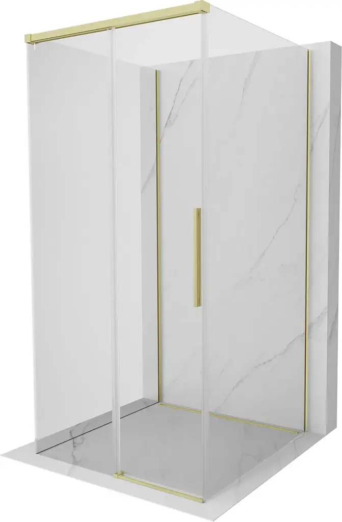 MEXEN/S Rox-3S sprchový kout 3 stěnný , posuvný 90 x 90, transparent, zlato kartáčovaná 8C2-090-090-55-00-3S