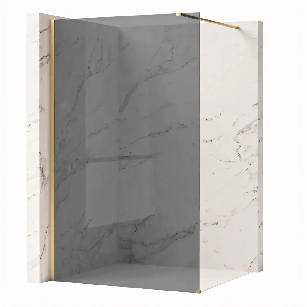 REA/S Sprchová zástěna Flexi Grey / Brush Gold 130 KPL-K99281