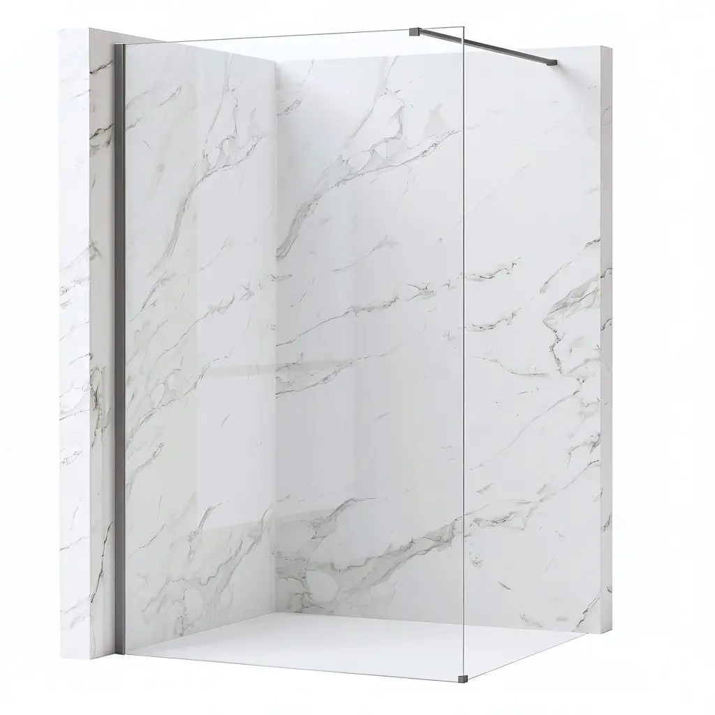 Bezrámová sprchová zástěna REA FLEXI TITAN 130 cm, titan kartáčovaný/transparent - bez vaničky