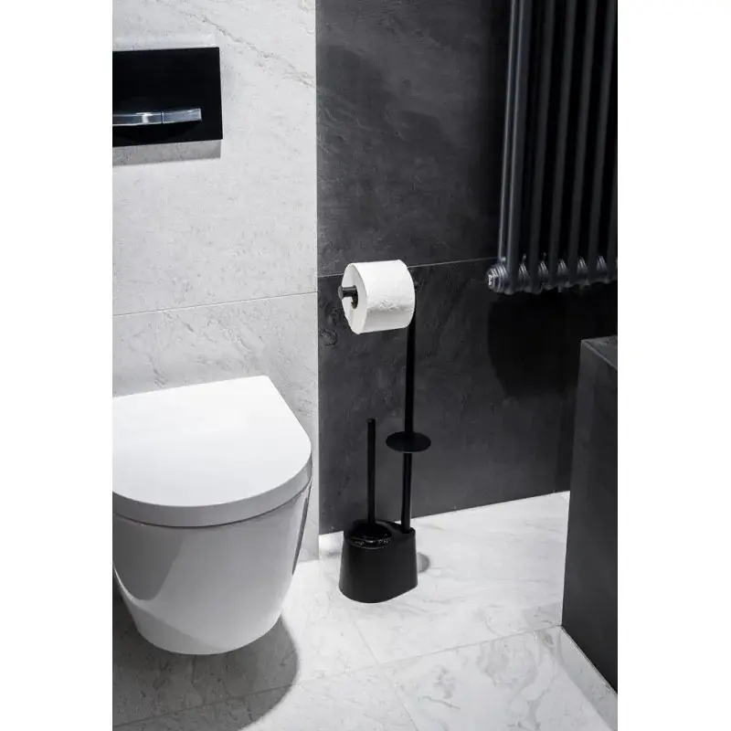OLSEN SPA WC štětka + držák papíru, nerez černá KD02071616