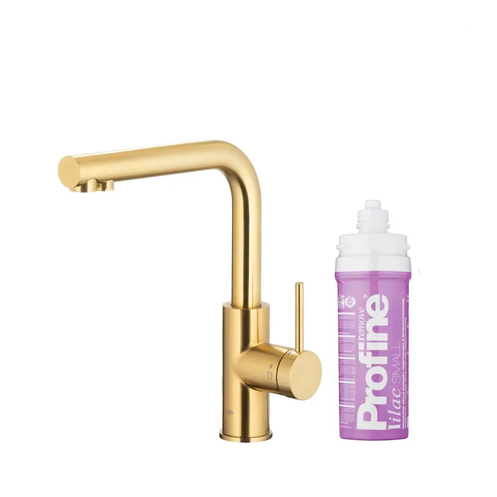 KFA Duero pure basic, filtrující s otočnou výtokovou armaturou, broušené světlé zlato + profine lilac s 6623-915-39