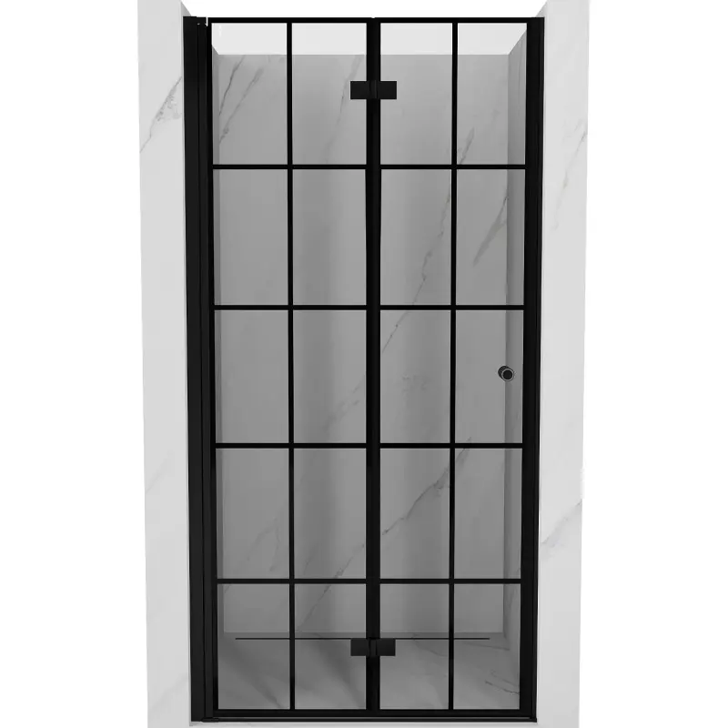 MEXEN MIST dveřní část zalamovací 80x200 cm 6mm černá, dekor, levé 8A6-080-000-70-77-L