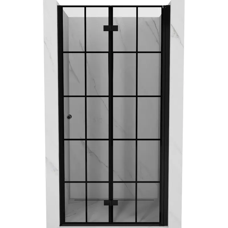 MEXEN MIST dveřní část zalamovací 95x200 cm 6mm černá, dekor, pravé 8A6-095-000-70-77-P