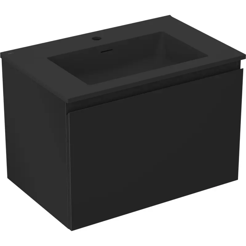 MEXEN/S Orio koupelnová skříňka 70 cm s umyvadlem Otis, 1 šuplík, černá mat 91A10-07047-1-BF71-W18M71