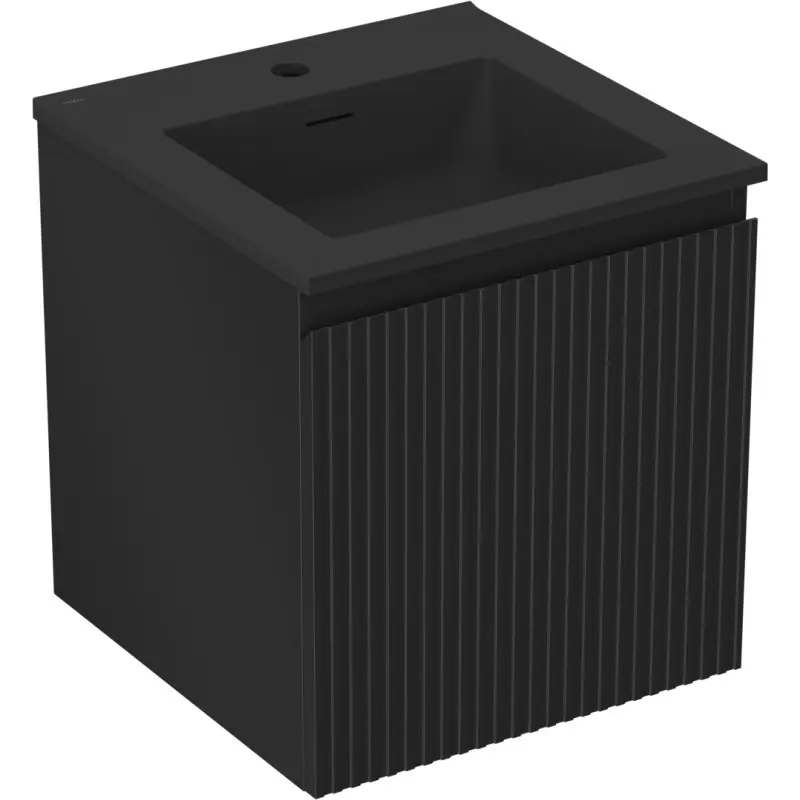 MEXEN/S Rivel koupelnová skříňka 45 cm s umyvadlem Otis, 1 šuplík, reliéf , černá mat 91A20-04547-1-BF71-W18M71