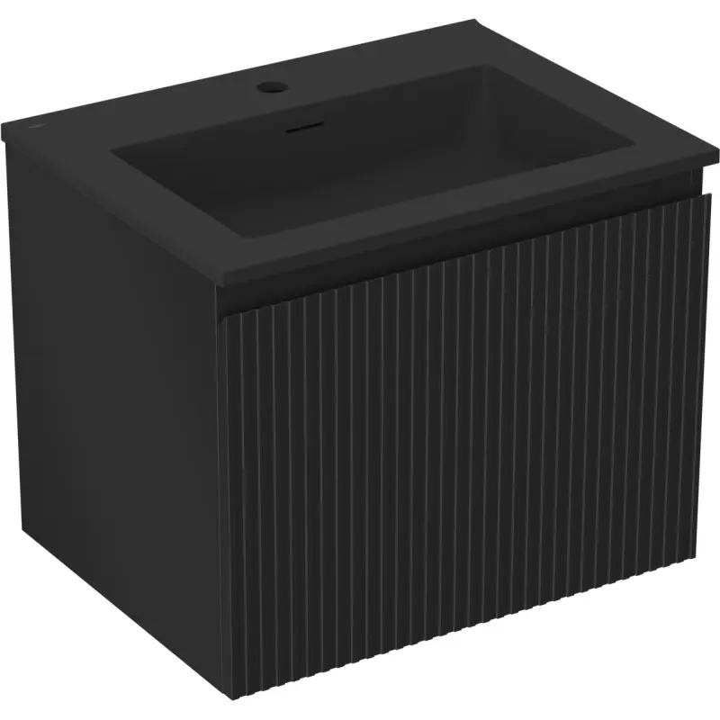 MEXEN/S Rivel koupelnová skříňka 60 cm s umyvadlem Otis, 1 šuplík, reliéf , černá mat 91A20-06047-1-BF71-W18M71