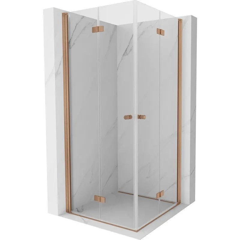MEXEN/S Mist-F Duo sprchový kout skládací dveře 70 x 70, transparent, měď kartáčovaná 8A6-070L-070P-65-00