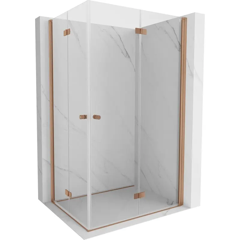 MEXEN/S Mist-F Duo sprchový kout skládací dveře pravá 70 x 100, transparent, měď kartáčovaná 8A6-070L-100P-65-00