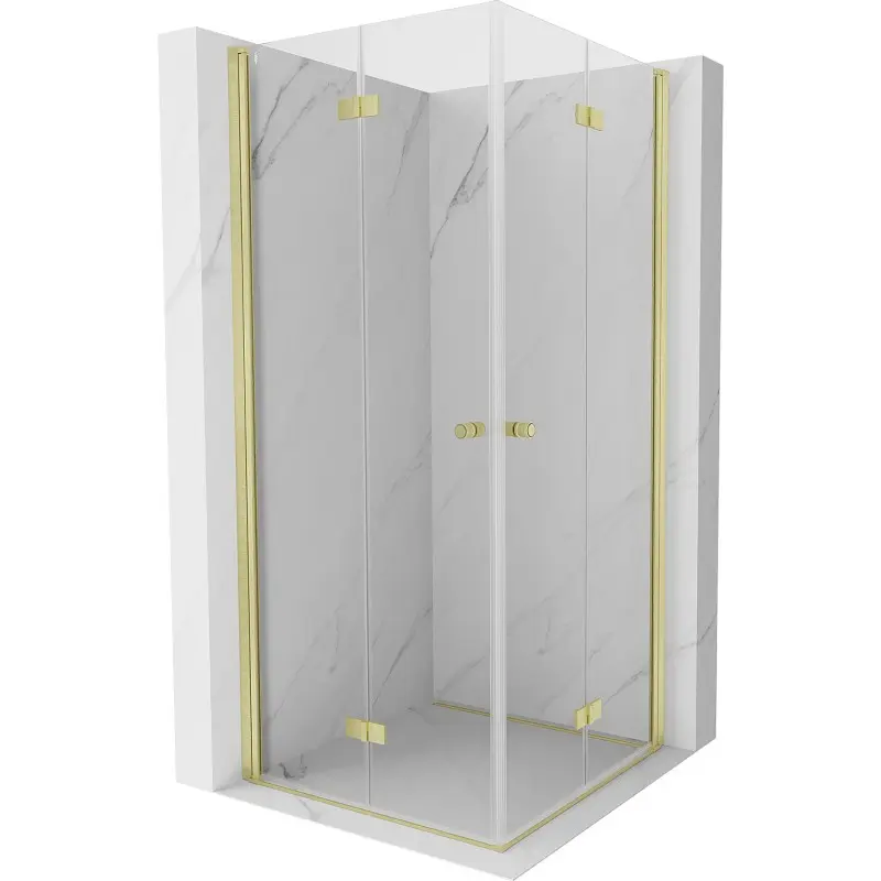 MEXEN/S Mist-F Duo sprchový kout skládací dveře 80 x 80, transparent, zlato kartáčovaná 8A6-080L-080P-55-00