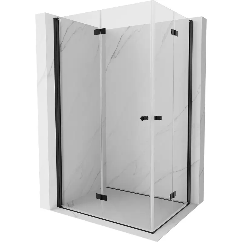 MEXEN/S Mist-F Duo sprchový kout skládací dveře levá 85 x 75, transparent, černá  8A6-085L-075P-70-00
