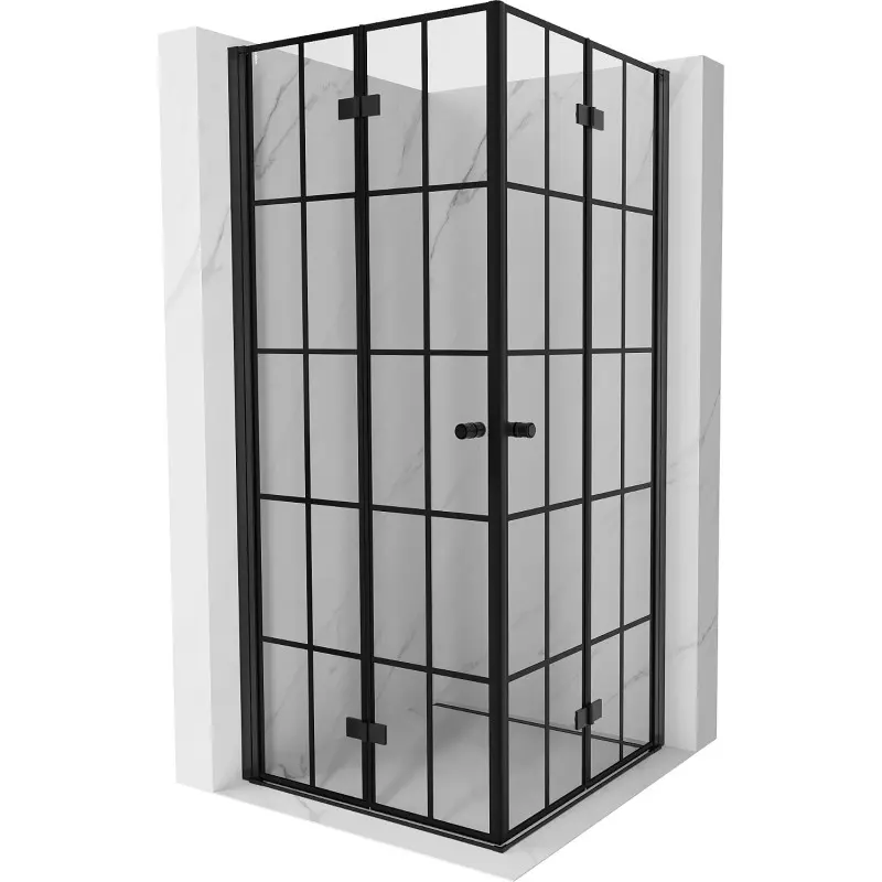 MEXEN/S Mist-F Duo sprchový kout skládací dveře 85 x 85, černá kratka, černá 8A6-085L-085P-70-77