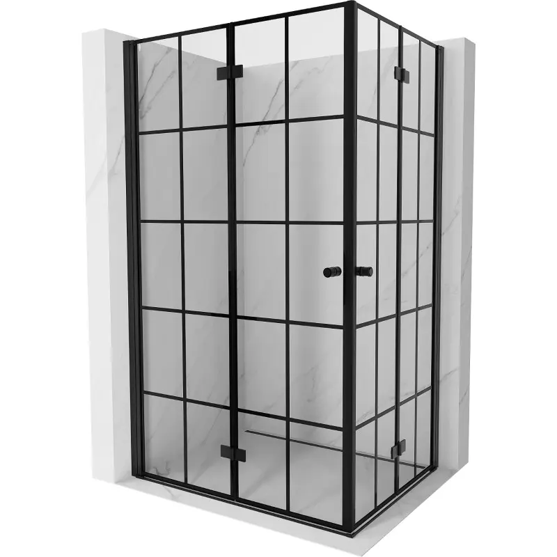 MEXEN/S Mist-F Duo sprchový kout skládací dveře levá 90 x 70, černá kratka, černá  8A6-090L-070P-70-77