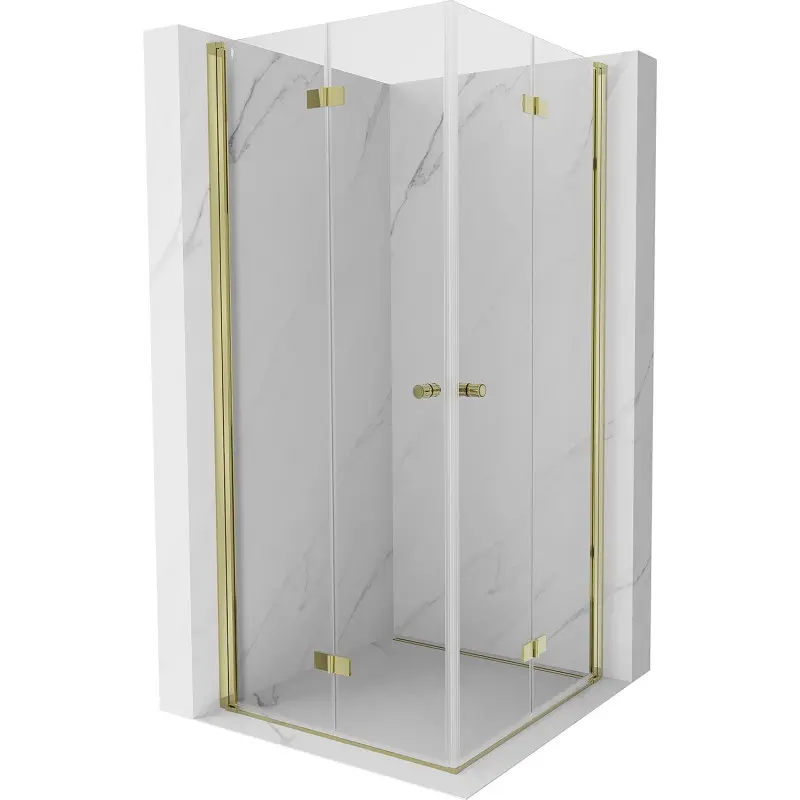 MEXEN/S Mist-F Duo sprchový kout skládací dveře 95 x 95, transparent, zlato 8A6-095L-095P-50-00