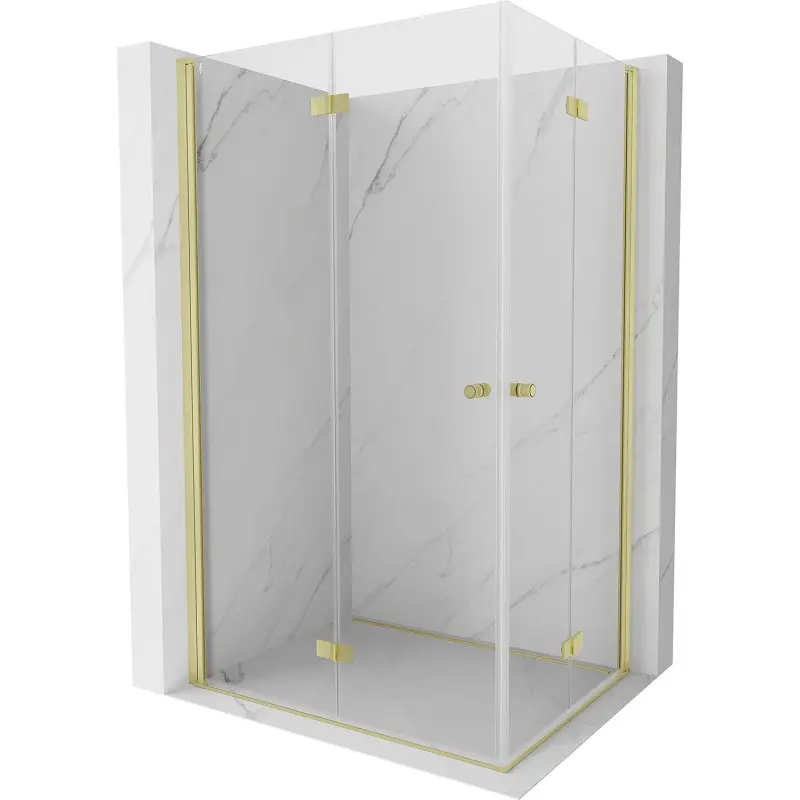 MEXEN/S Mist-F Duo sprchový kout skládací dveře levá 120 x 75, transparent, zlato kartáčovaná 8A6-120L-075P-55-00