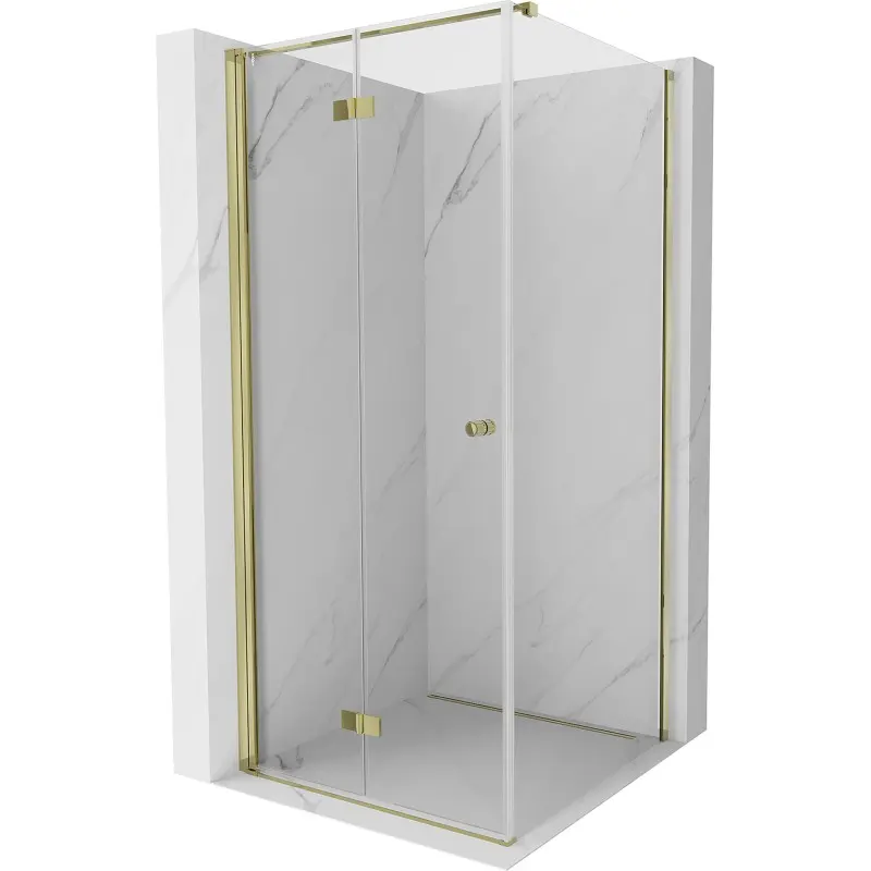 MEXEN/S Mist-F sprchový kout skládací dveře levá 70 x 70, transparent, zlato 8A6T-070-070-50-00-L