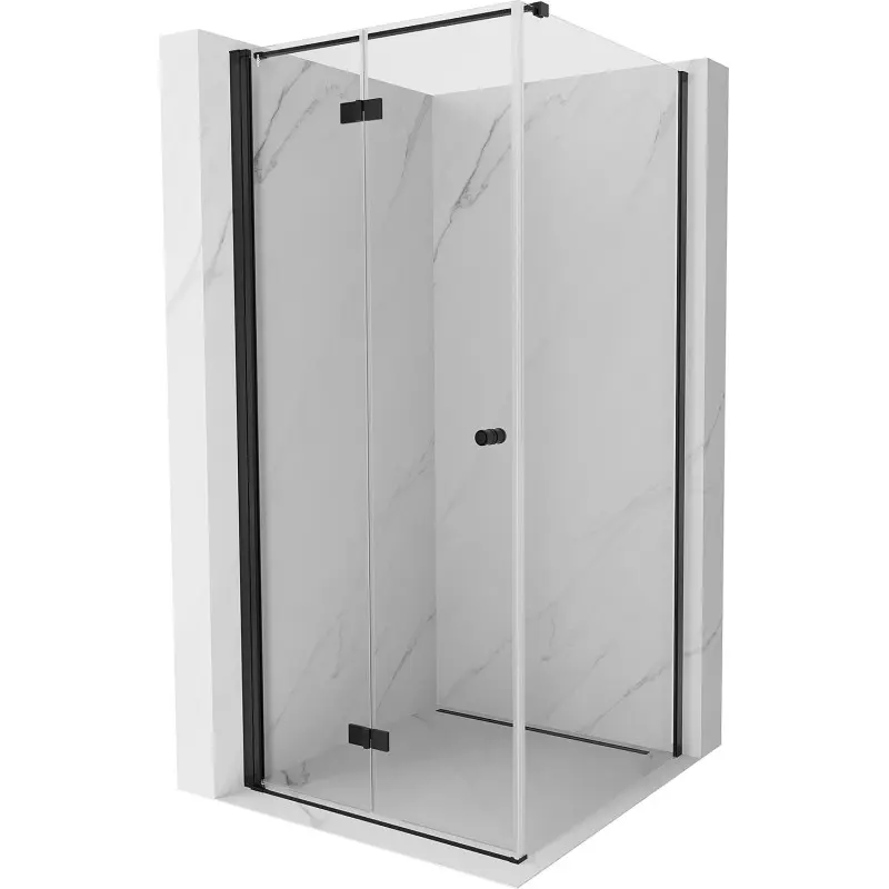 MEXEN/S Mist-F sprchový kout skládací dveře levá 70 x 70, transparent, černá 8A6T-070-070-70-00-L