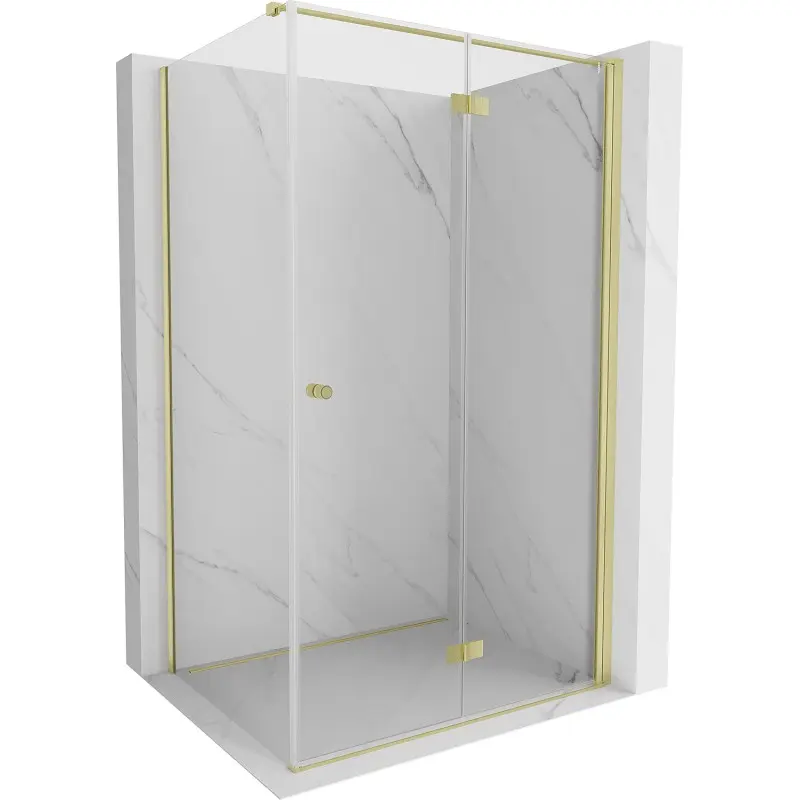 MEXEN/S Mist-F sprchový kout skládací dveře pravá 70 x 85, transparent, zlato kartáčovaná 8A6T-070-085-55-00-P