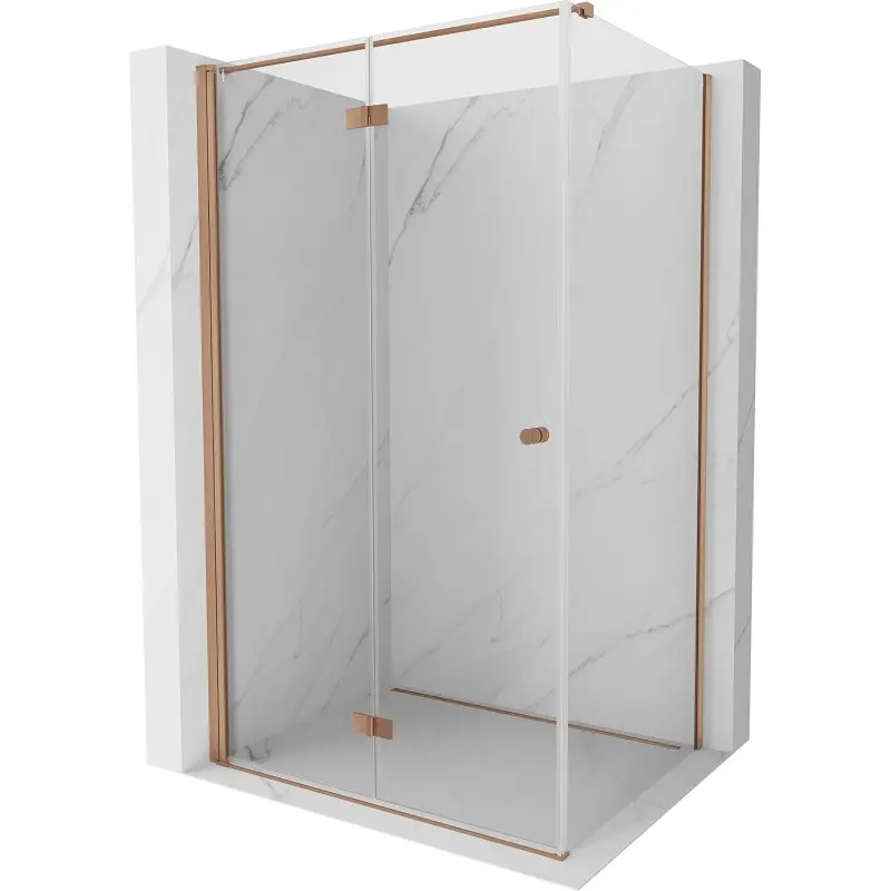 MEXEN/S Mist-F sprchový kout skládací dveře levá 75 x 80, transparent, měď kartáčovaná 8A6T-075-080-65-00-L