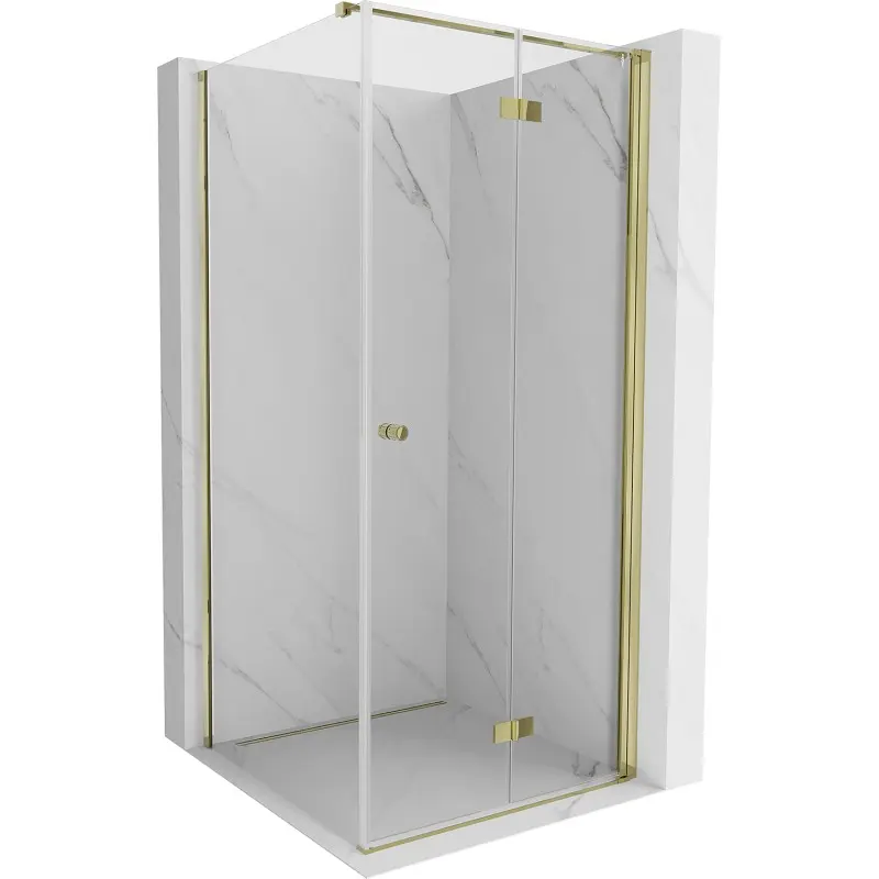 MEXEN/S Mist-F sprchový kout skládací dveře pravá 80 x 80, transparent, zlato 8A6T-080-080-50-00-P