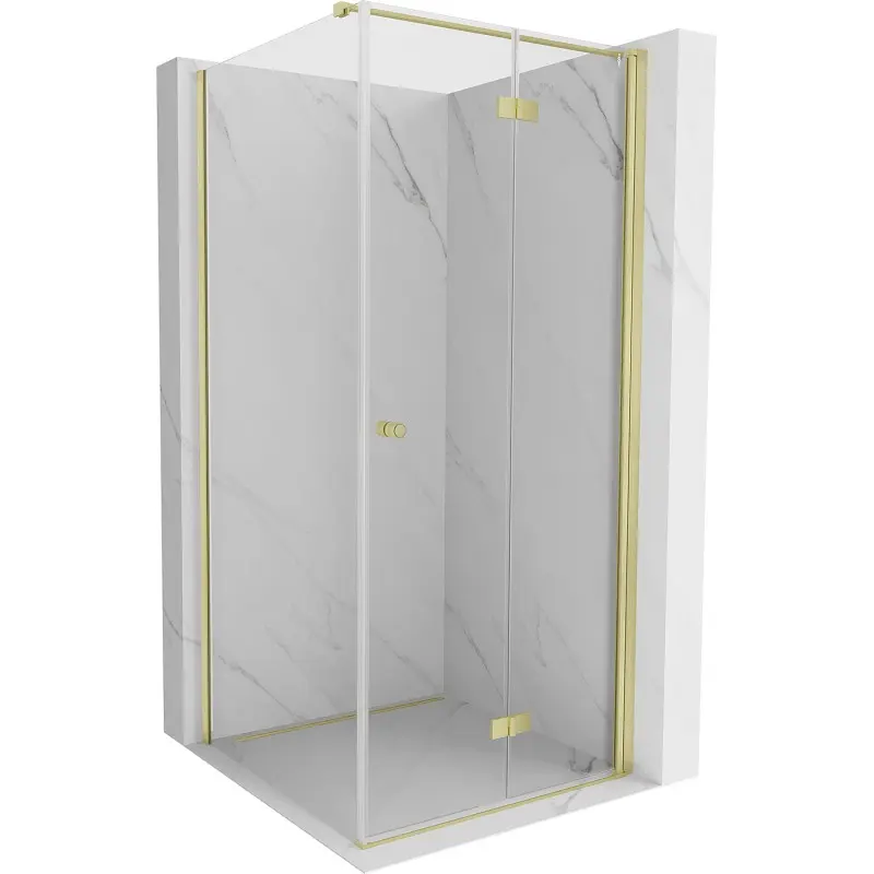MEXEN/S Mist-F sprchový kout skládací dveře pravá 80 x 80, transparent, zlato kartáčovaná 8A6T-080-080-55-00-P