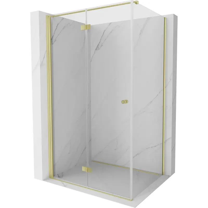 MEXEN/S Mist-F sprchový kout skládací dveře levá 80 x 95, transparent, zlato kartáčovaná 8A6T-080-095-55-00-L