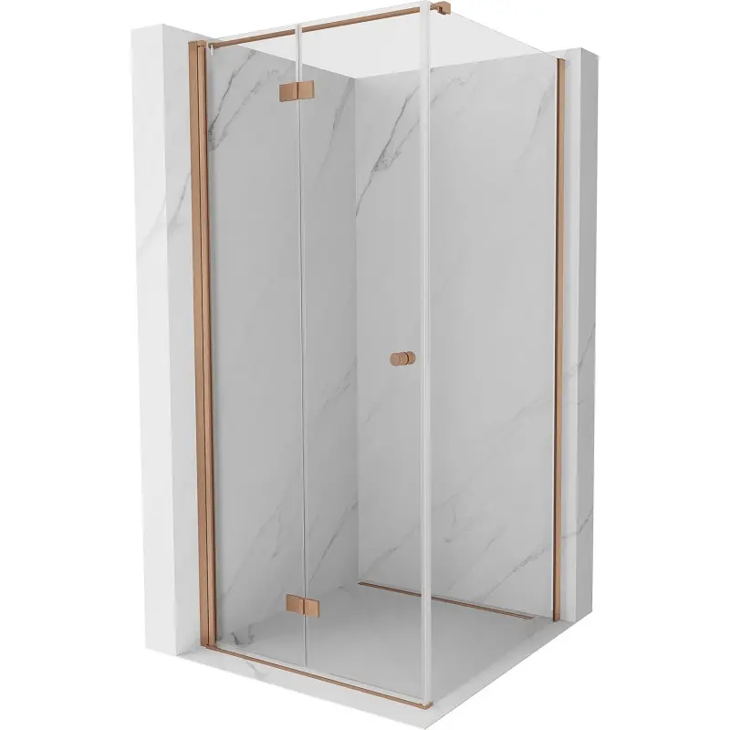 MEXEN/S Mist-F sprchový kout skládací dveře levá 85 x 85, transparent, měď kartáčovaná 8A6T-085-085-65-00-L