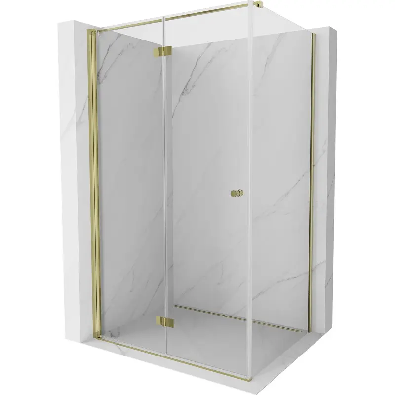 MEXEN/S Mist-F sprchový kout skládací dveře levá 95 x 90, transparent, zlato 8A6T-095-090-50-00-L