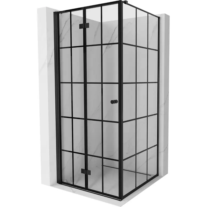 MEXEN/S Mist-F sprchový kout skládací dveře levá 120 x 120, černá kratka, černá 8A6T-120-120-70-77-L