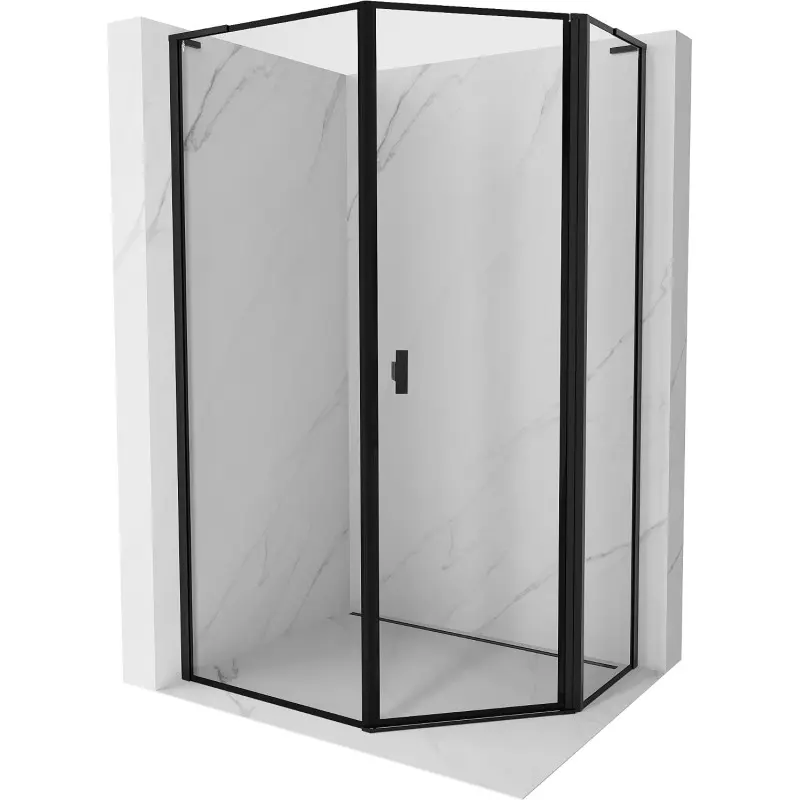 MEXEN/S Mist Lsprchový kout pětiboký křídlový asymetrický pravá 80 x 90, černá okraj, černá 8A8L-080-090-70-70-P