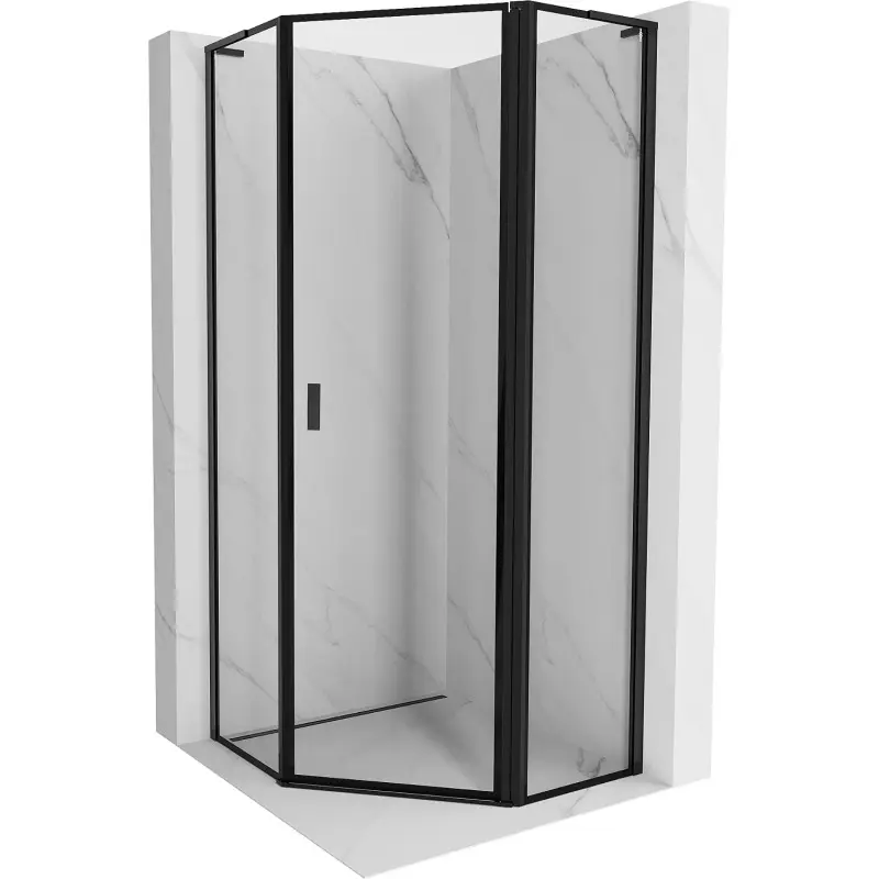 MEXEN/S Mist L sprchový kout pětiboký křídlový pravá 90 x 90, černá okraj, černá 8A8L-090-090-70-70-P