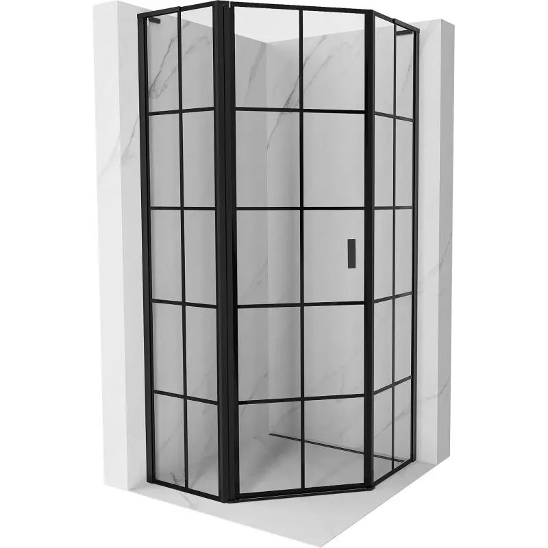 MEXEN/S Mist L sprchový kout pětiboký křídlový levá 100 x 100, černá kratka, černá 8A8L-100-100-70-77-L
