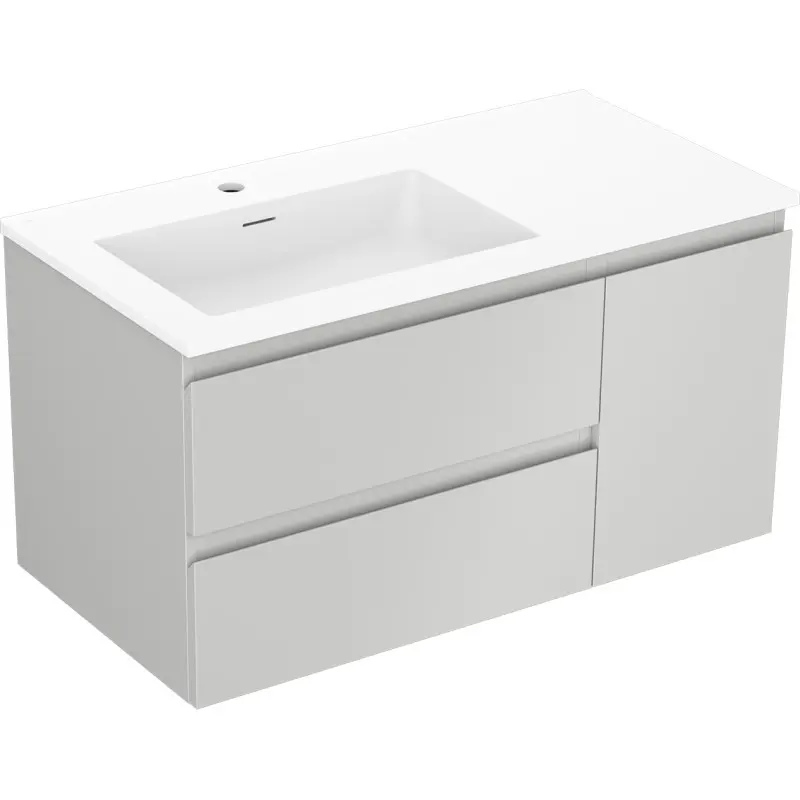 MEXEN/S Orio koupelnová skříňka 90 cm s umyvadlem Otis levá, 2S, 1D, šedá mat/bílá mat 91A13-09047-3-BBFFF62-W18L01