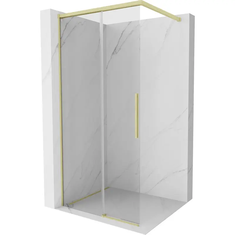 MEXEN/S Rox Sprchová zástěna WALK-IN 115 x 200, transparent 8 mm, zlato kartáčovaná 8C2-115-003-55-00