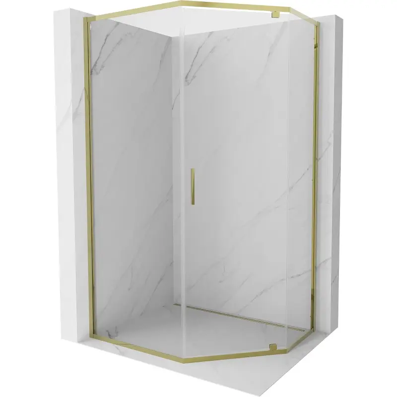 MEXEN Exo sprchový kout pětiboký křídlový 100 x 80, transparent, zlato 812-100-080-50-00