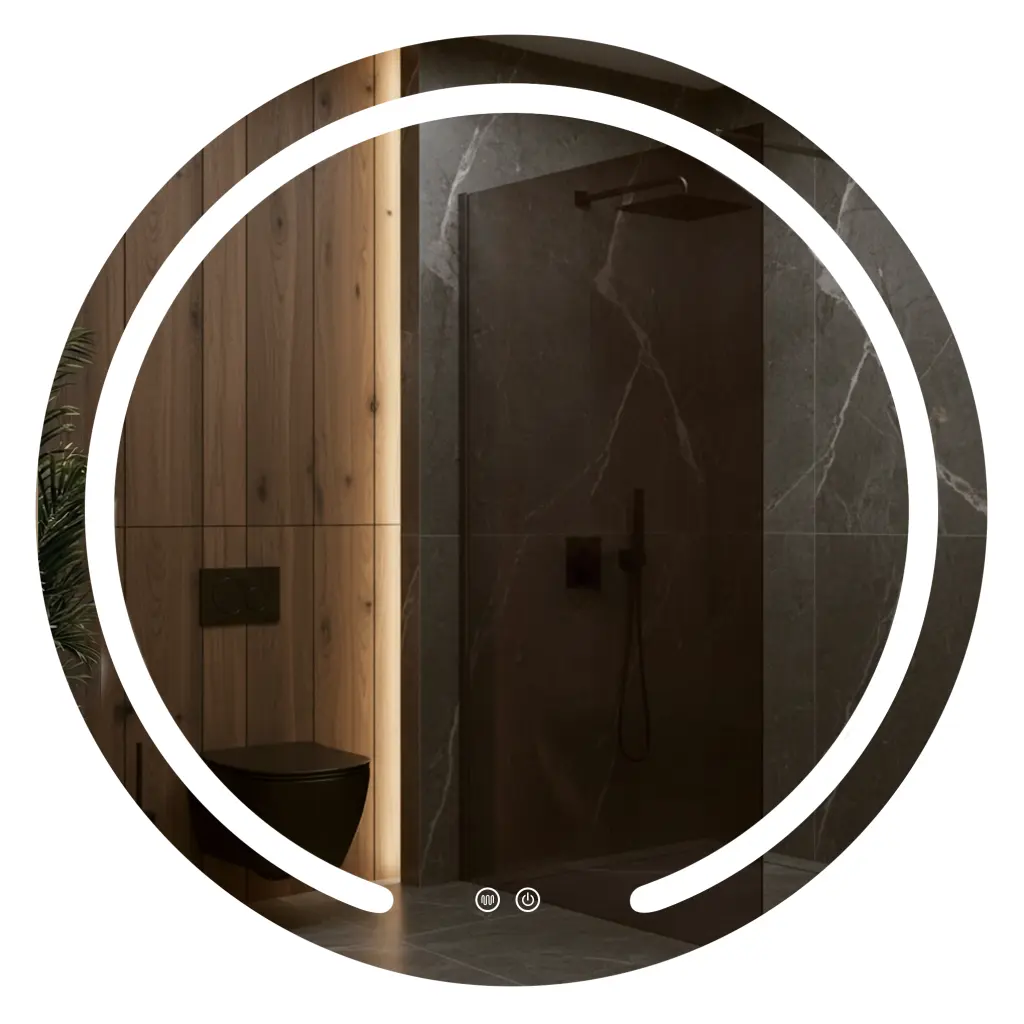 Rea Zrcadlo Modern ⌀80 cm s vyhříváním a regulovatelným LED osvětlením HOM-00906