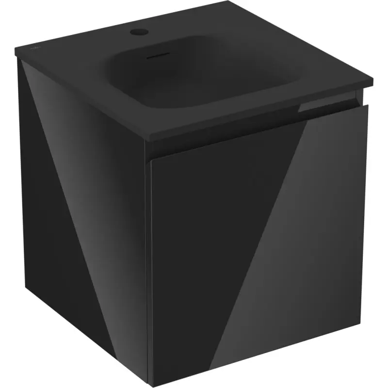 MEXEN/S Orio koupelnová skříňka 45 cm s umyvadlem Vela, 1 šuplík, černá lesk/černá mat 91A10-04547-1-BF70-W23M71