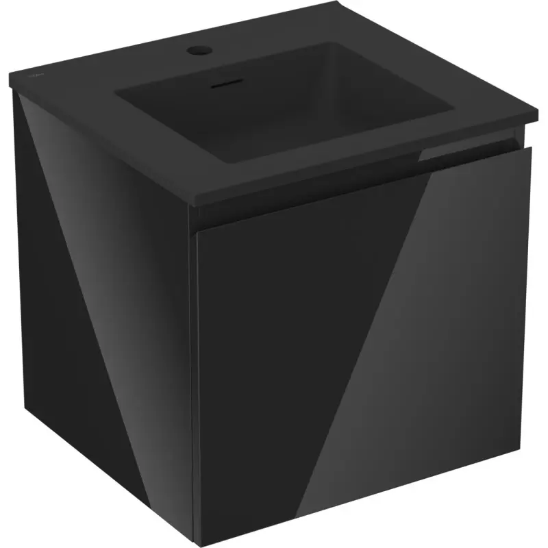 MEXEN/S Orio koupelnová skříňka 50 cm s umyvadlem Otis, 1 šuplík, černá lesk/černá mat 91A10-05047-1-BF70-W18M71